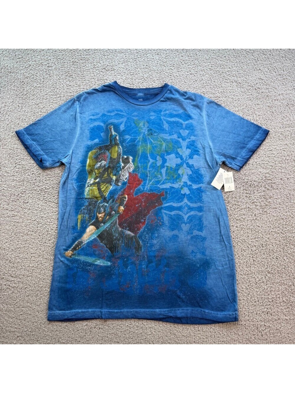 Disney Parks Marvel Thor Ragnarok Hulk Blue Washed Graphic T Shirt Small NWT